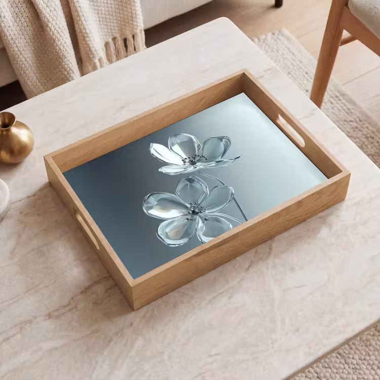 Tray - Crystal - Flowers - Gray — 2