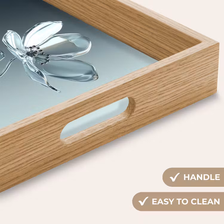 Tray - Crystal - Flowers - Gray — 9