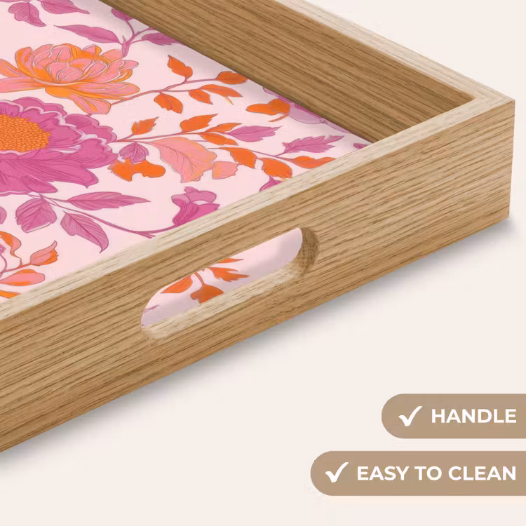 Tray - Floral pattern - Pink - Orange - Flowers — 9
