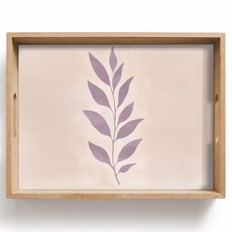 Tray - Branch - Leaves - Minimalist - Beige — 1