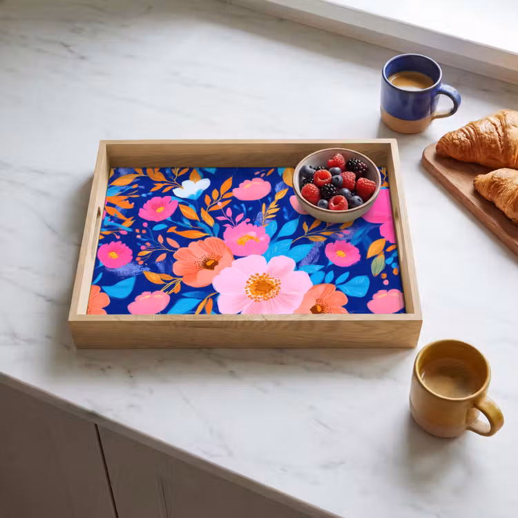 Tray - Flowers - Blue - Pink — 3
