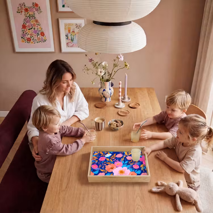 Tray - Flowers - Blue - Pink — 5