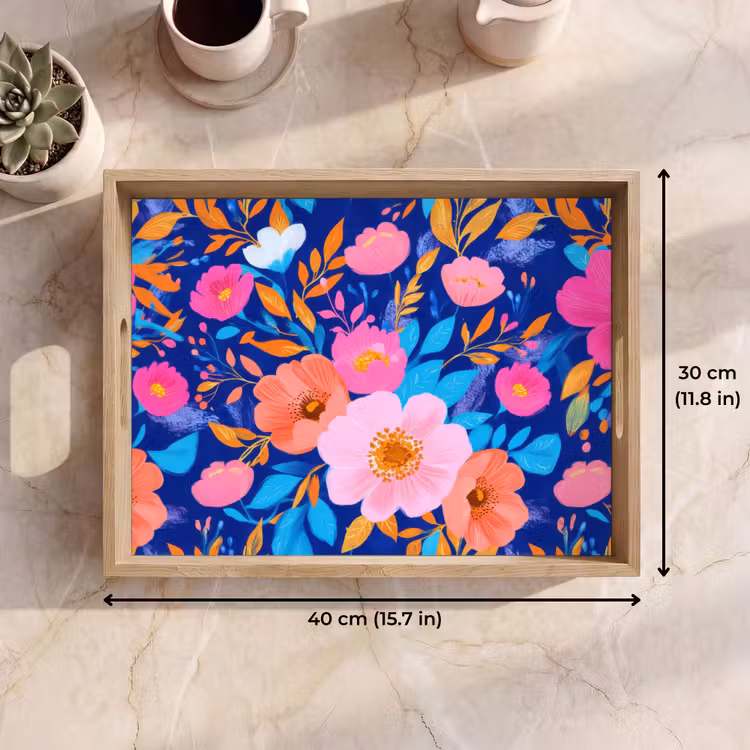 Tray - Flowers - Blue - Pink — 7