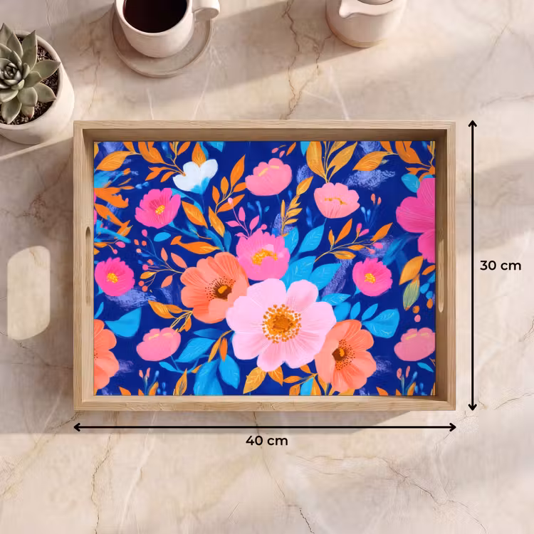 Tray - Flowers - Blue - Pink — 8