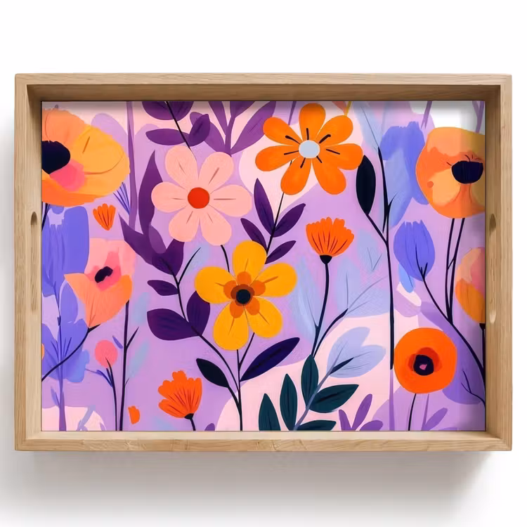 Tray - Flowers - Colorful - Leaves — 1
