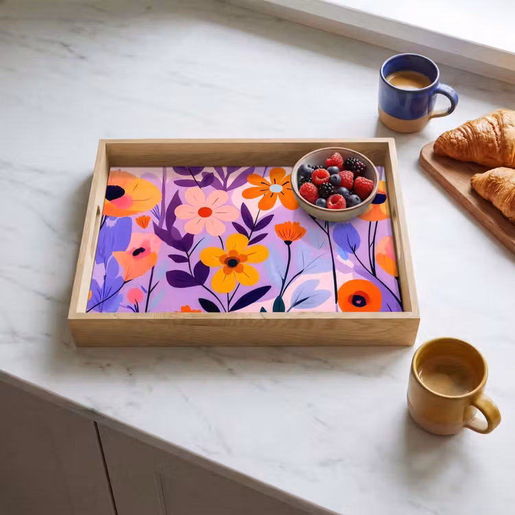Tray - Flowers - Colorful - Leaves — 3