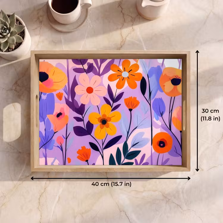 Tray - Flowers - Colorful - Leaves — 7