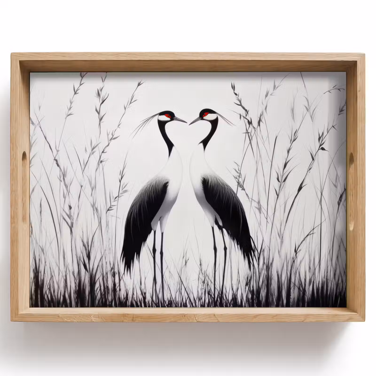 Tray - Crane - Grass - Heart Shape - Black — 1