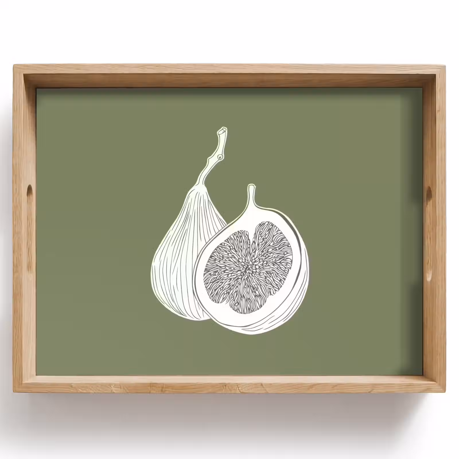 Tray - Figs - Minimalist - Drawn - Moss green — 1