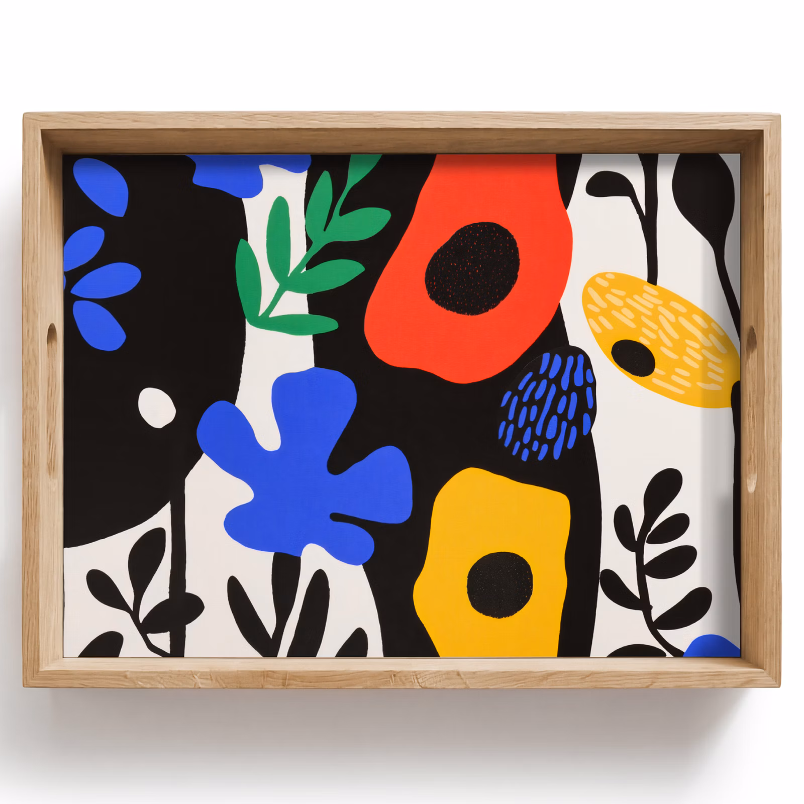 Tray - Flowers - Leaves - Abstract - Black — 1