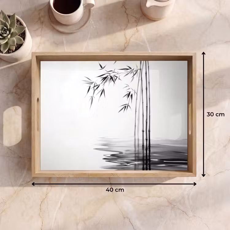 Tray - Bamboo logs - Water - Minimalist - White — 8