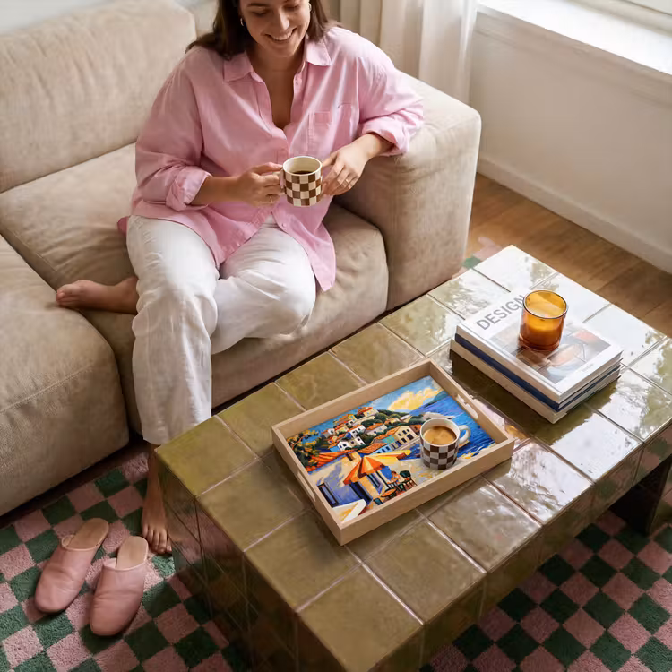 Tray - Coastal village - Cottages - Mosaic - Sea — 4