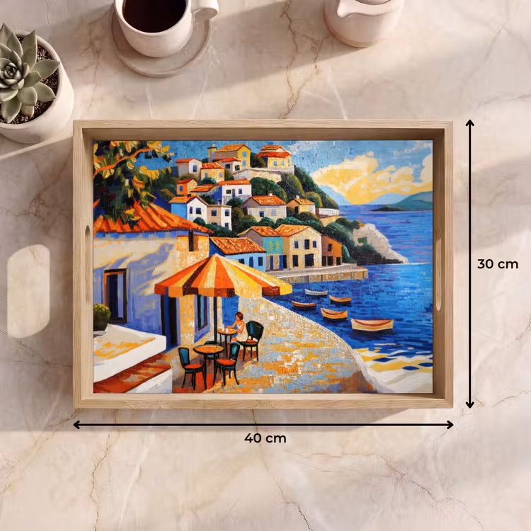 Tray - Coastal village - Cottages - Mosaic - Sea — 8
