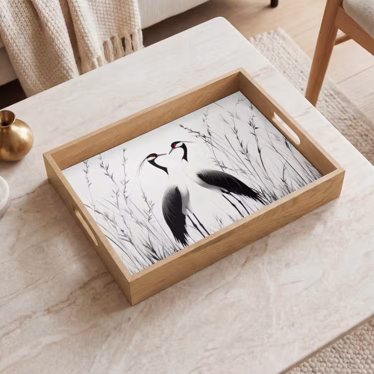 Tray - Crane - Grass - Heart Shape - Black — 2