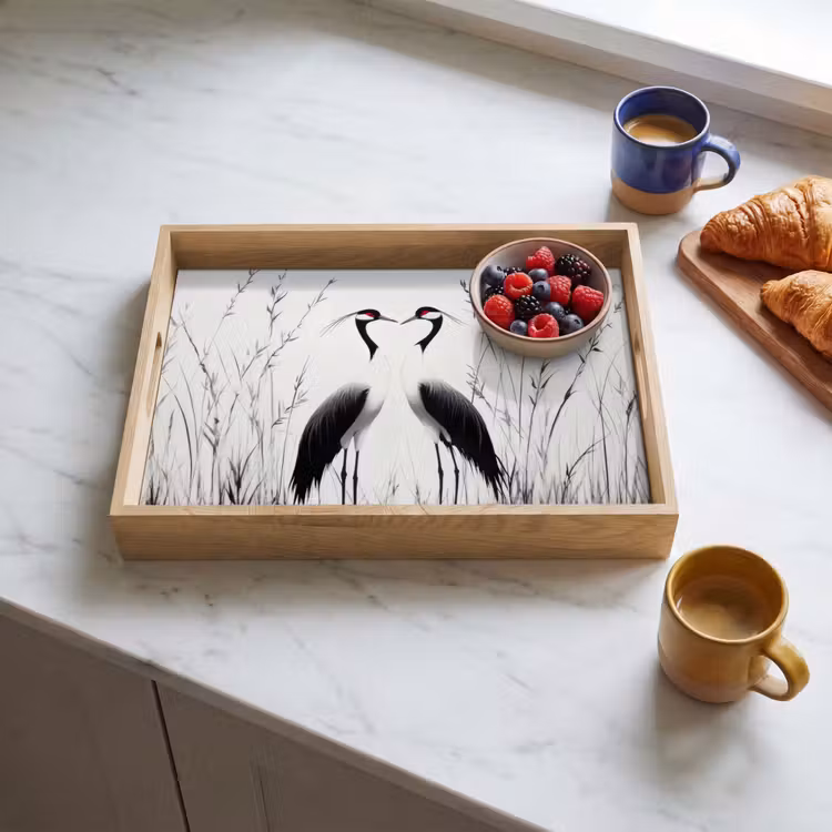 Tray - Crane - Grass - Heart Shape - Black — 3