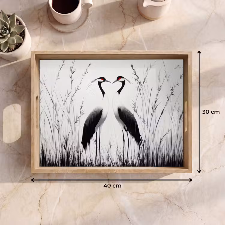 Tray - Crane - Grass - Heart Shape - Black — 8