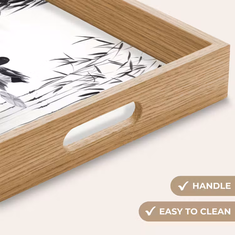 Tray - Ducks - Water lilies - Cane - Black — 9
