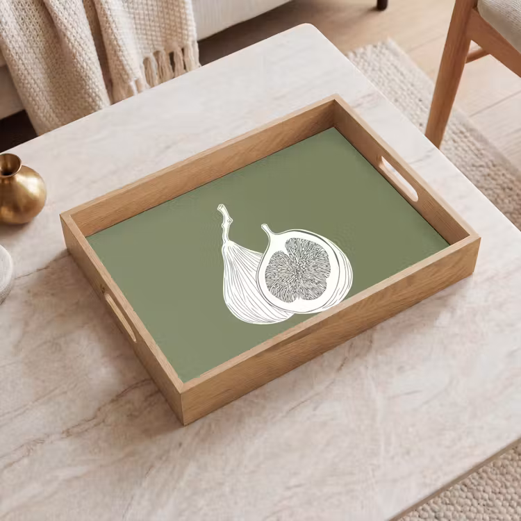 Tray - Figs - Minimalist - Drawn - Moss green — 2