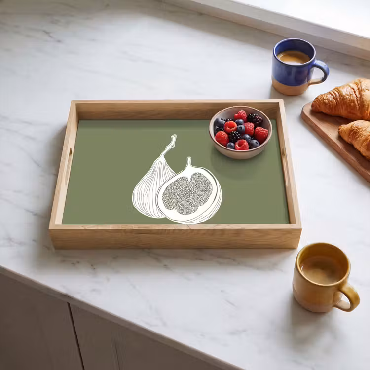 Tray - Figs - Minimalist - Drawn - Moss green — 3