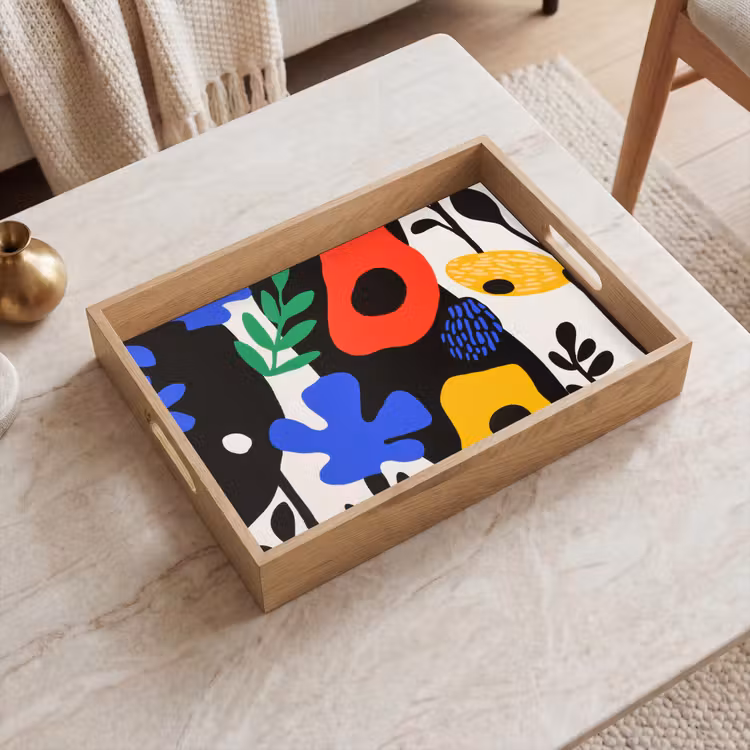 Tray - Flowers - Leaves - Abstract - Black — 2
