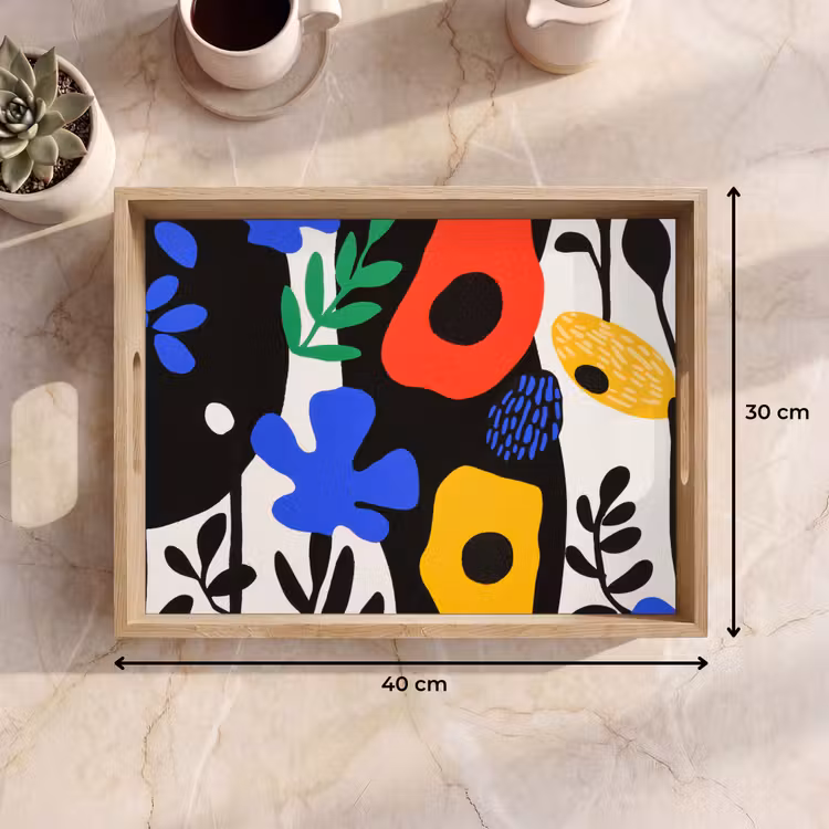 Tray - Flowers - Leaves - Abstract - Black — 8