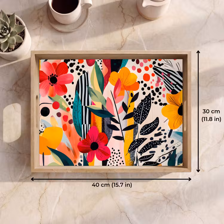 Tray - Flowers - Leaves - Abstract - Colorful — 7