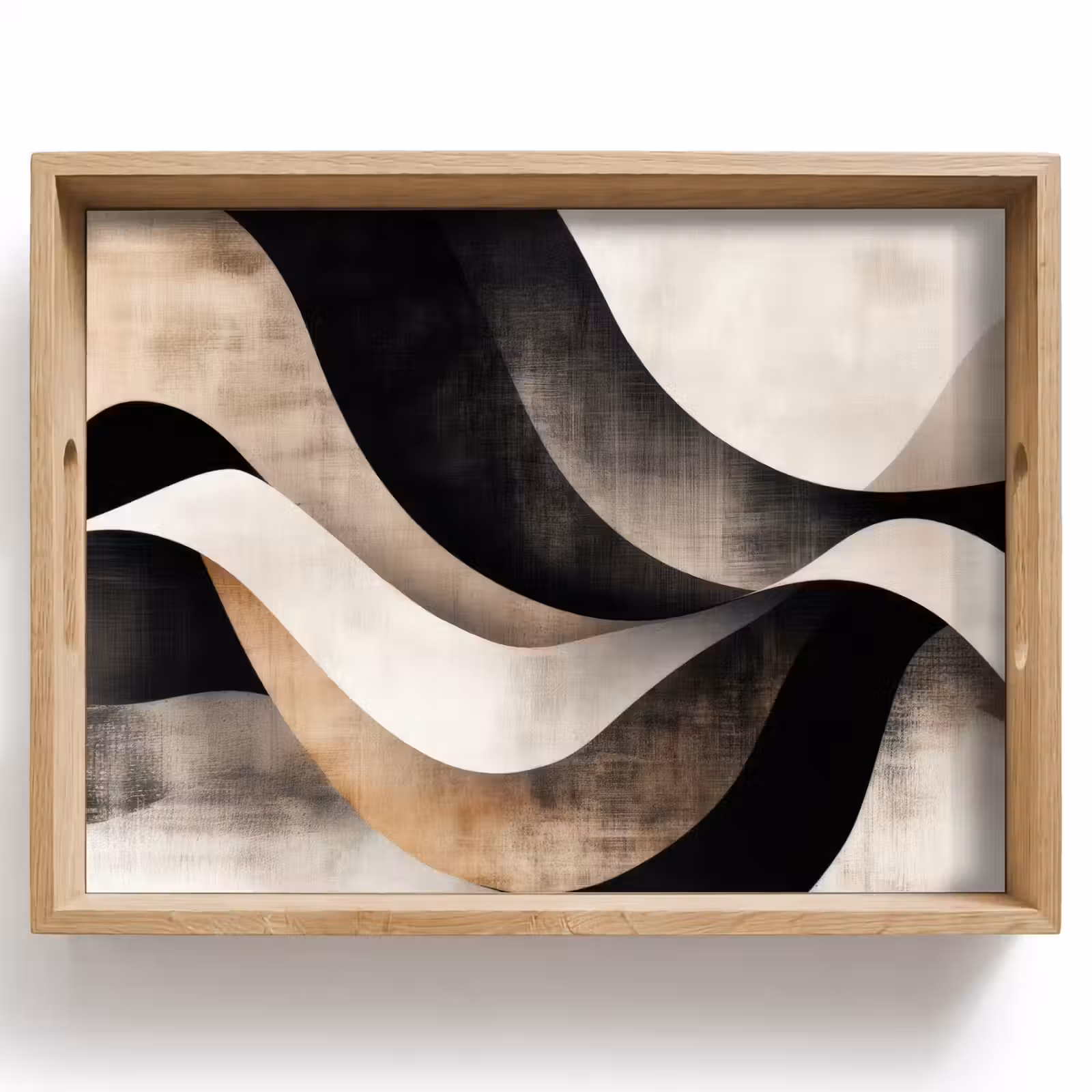 Tray - Abstract - Waves - Black - Weathered — 1