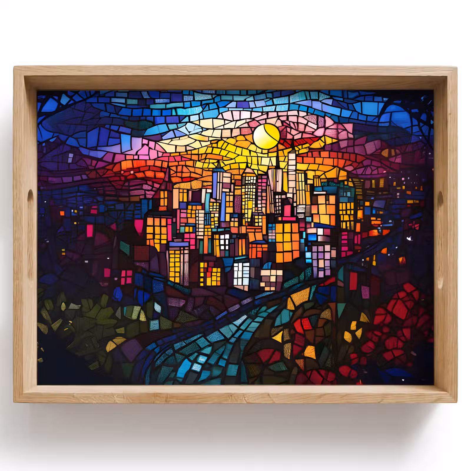 Tray - City - Moon - Mosaic - Colorful — 1