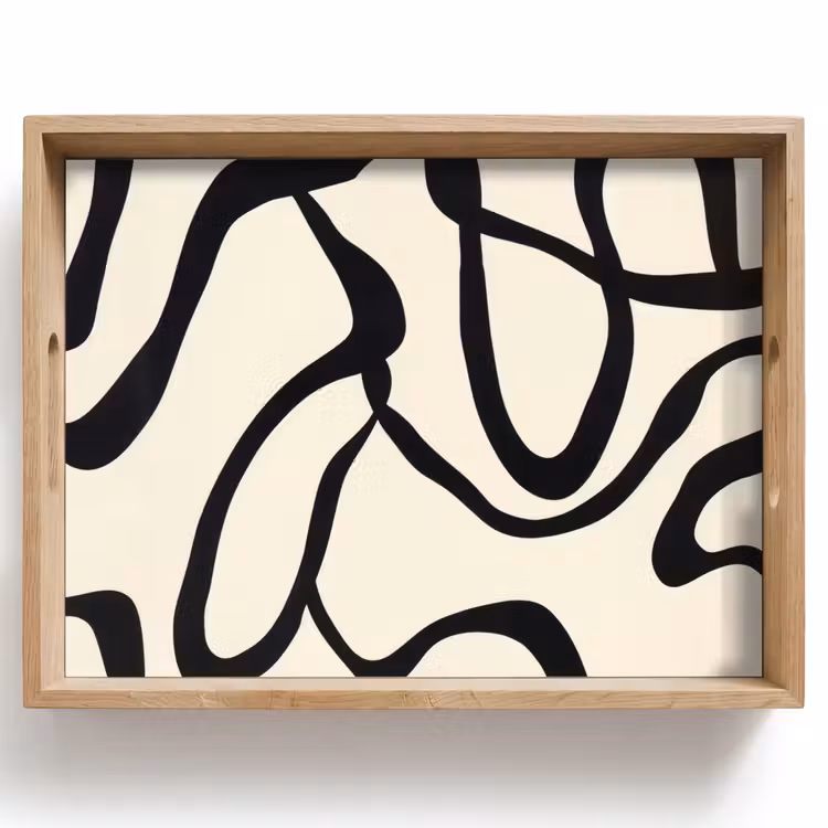 Tray - Abstract - Lines - Modern - Beige — 1