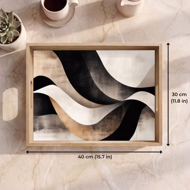Tray - Abstract - Waves - Black - Weathered — 7