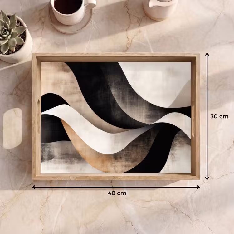 Tray - Abstract - Waves - Black - Weathered — 8
