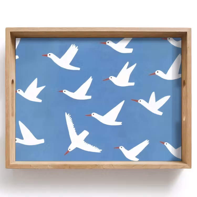 Tray - Birds - White - Pattern — 1