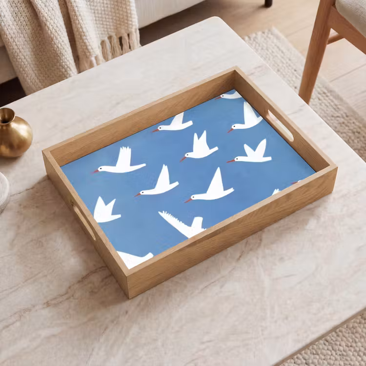 Tray - Birds - White - Pattern — 2
