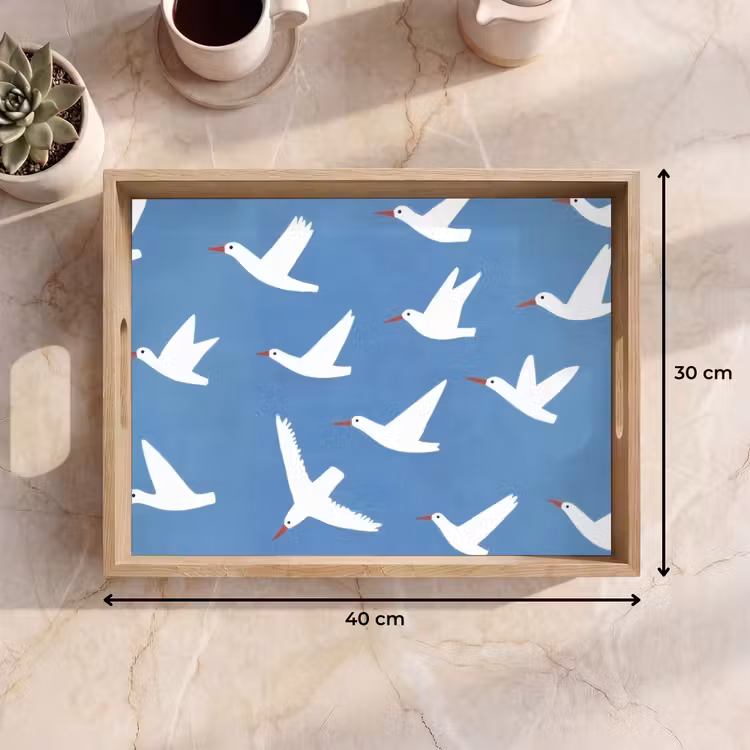 Tray - Birds - White - Pattern — 8