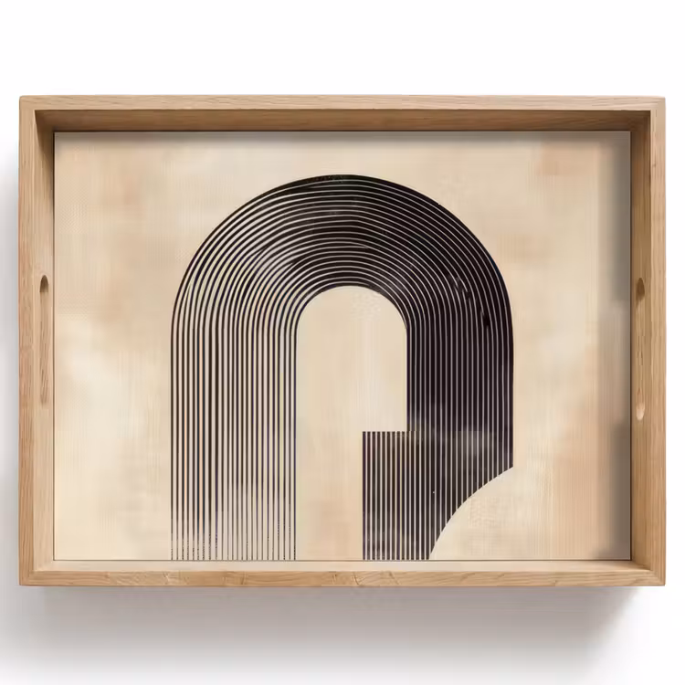 Tray - Bow - Stripes - Minimalist - Black — 1