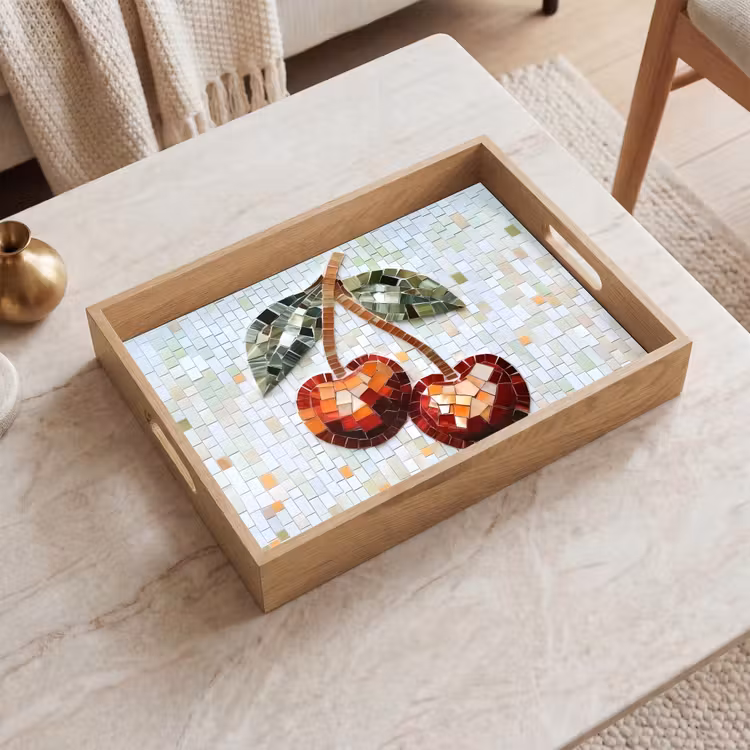 Tray - Cherry - Red - Mosaic - Leaves — 2
