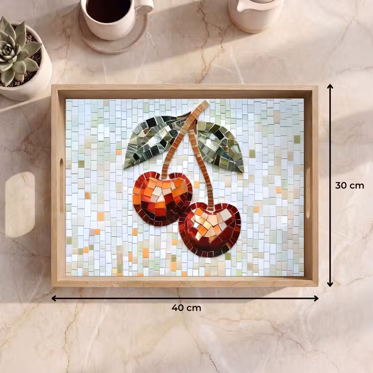 Tray - Cherry - Red - Mosaic - Leaves — 8
