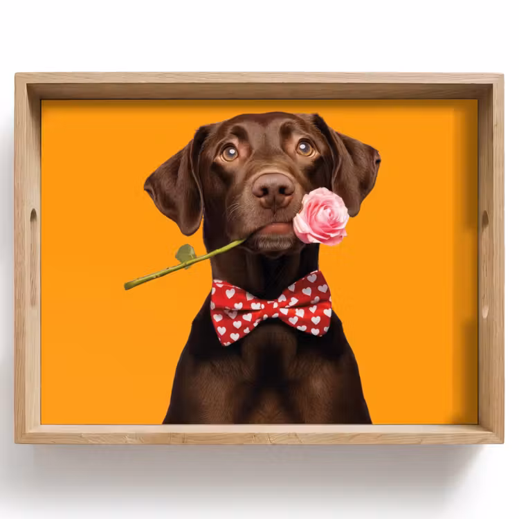 Tray - Dog - Orange - Rose - Valentine — 1