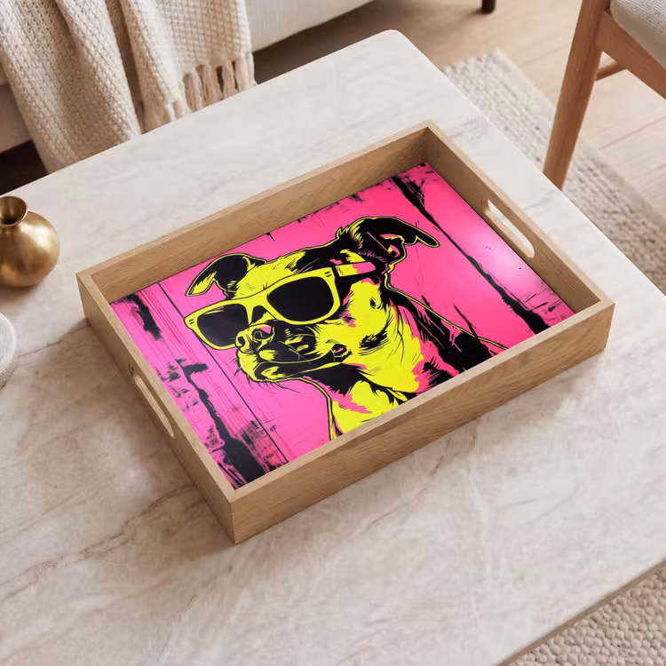 Tray - Dog - Sunglasses - Pink - Art — 2