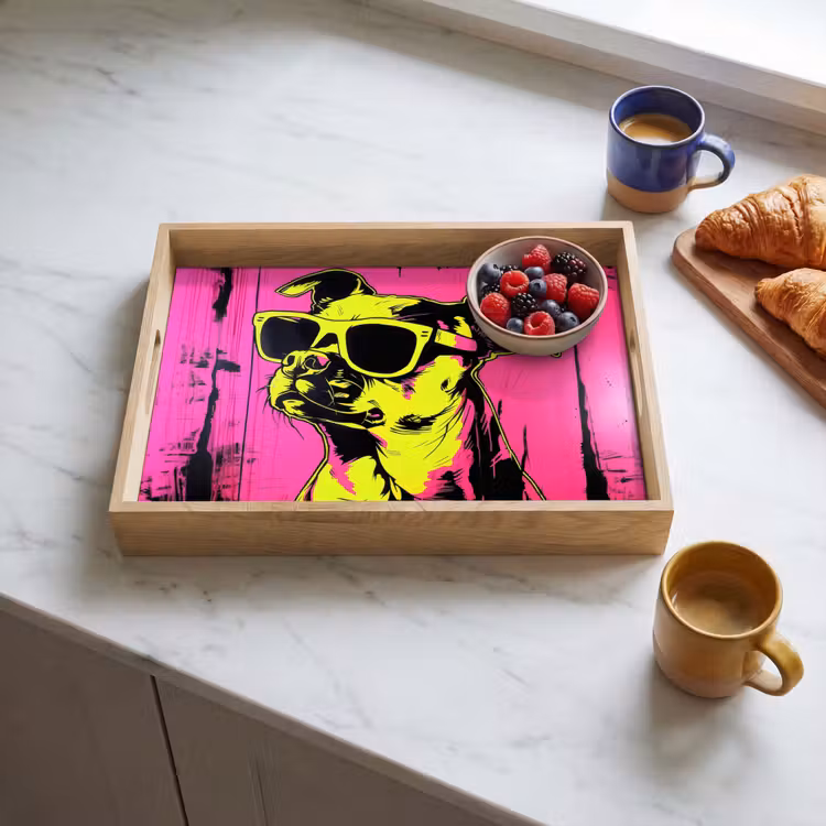 Tray - Dog - Sunglasses - Pink - Art — 3