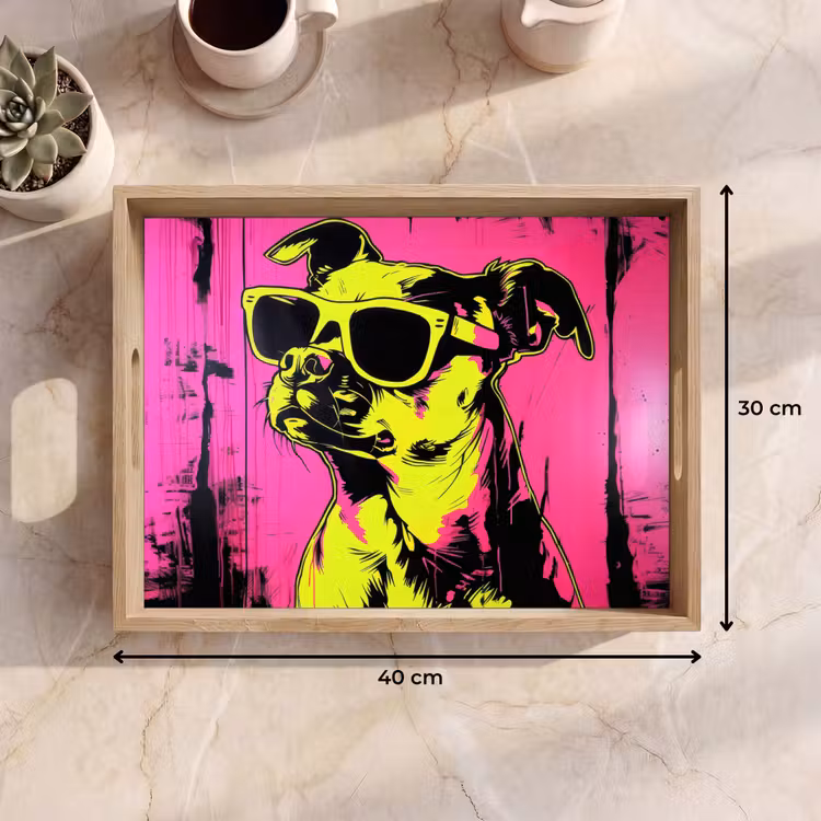 Tray - Dog - Sunglasses - Pink - Art — 8