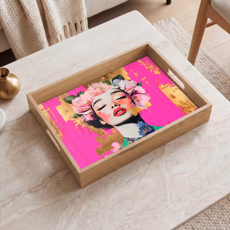 Tray - Flower crown - Gold - Woman - Portrait — 2