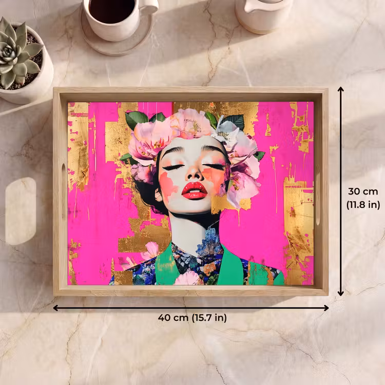 Tray - Flower crown - Gold - Woman - Portrait — 7
