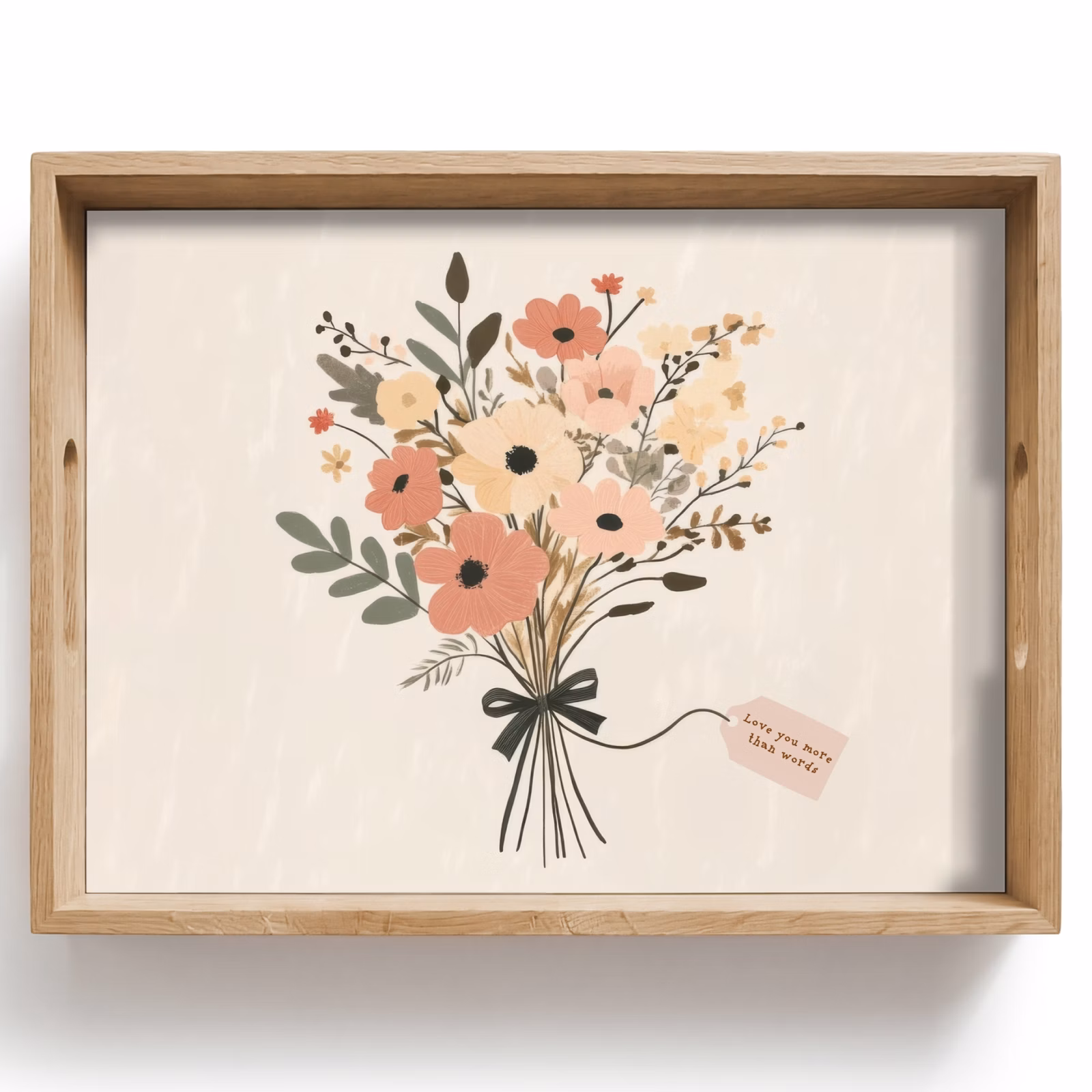 Tray - Flowers - Quote - Beige - Ribbon — 1
