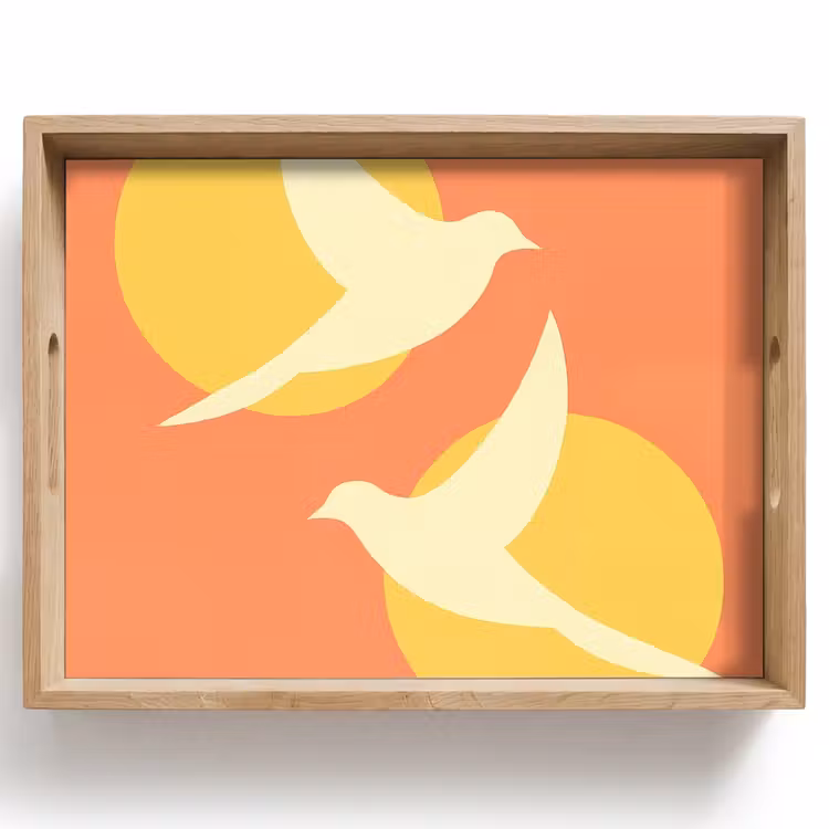 Tray - Birds - Circles - Yellow — 1