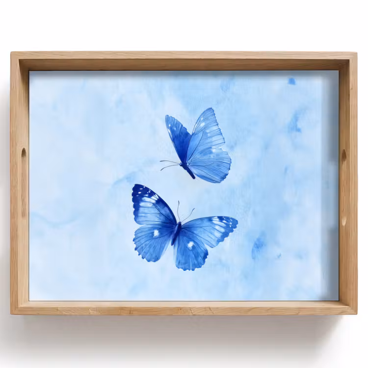 Tray - Butterflies - Ornamental - Blue — 1