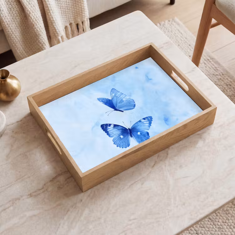 Tray - Butterflies - Ornamental - Blue — 2