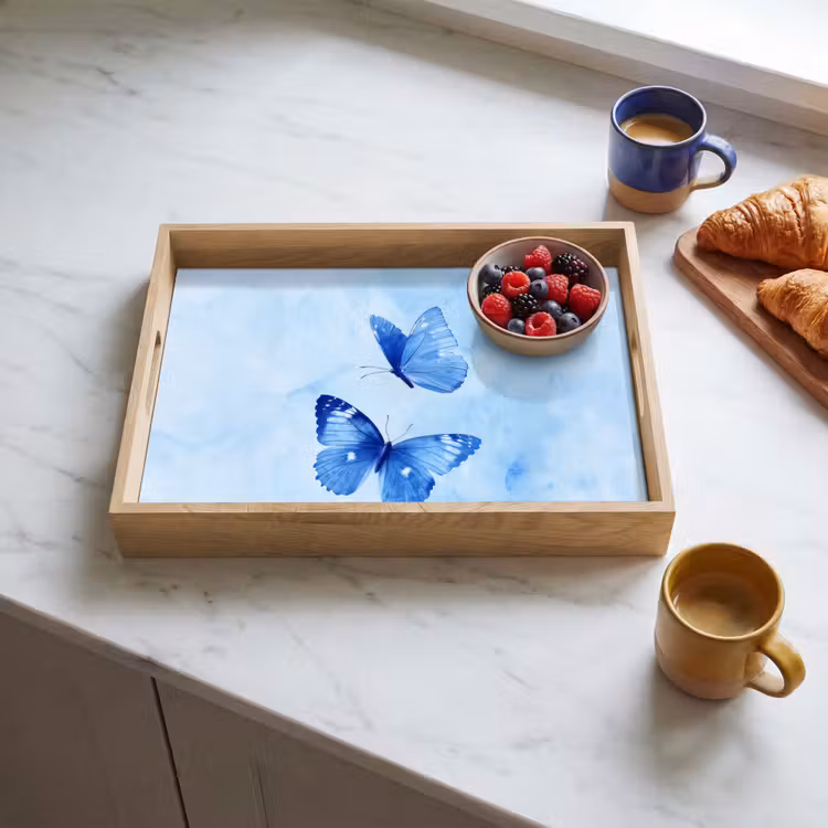 Tray - Butterflies - Ornamental - Blue — 3