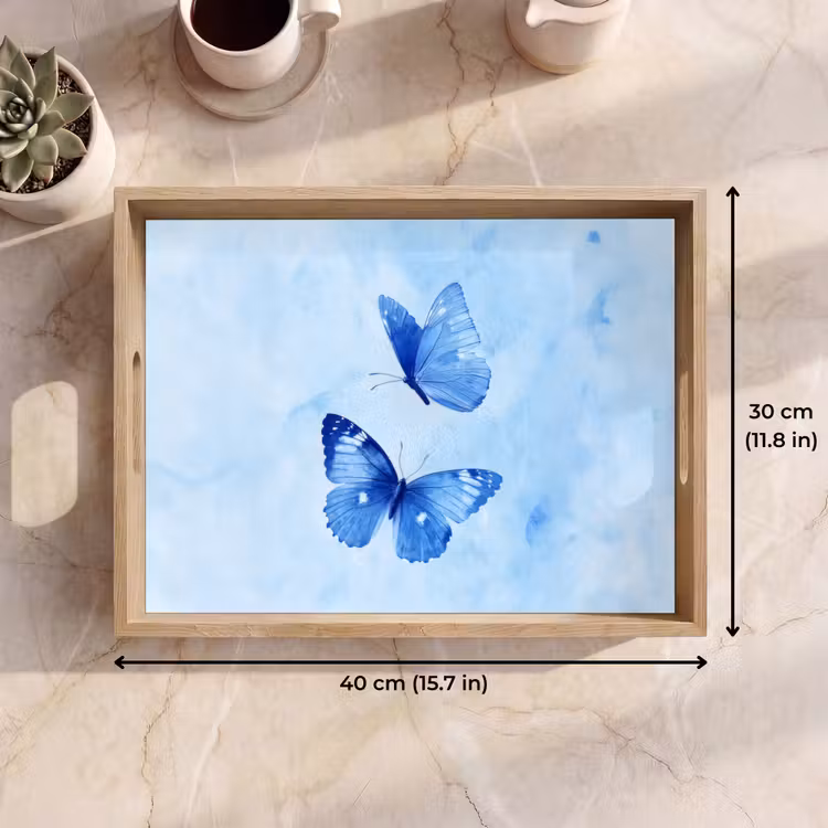 Tray - Butterflies - Ornamental - Blue — 7