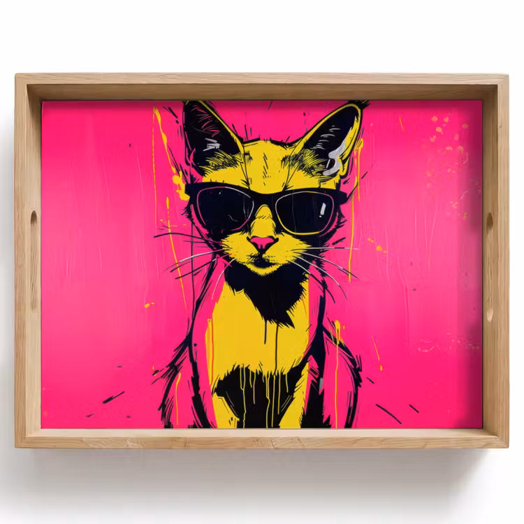 Tray - Cat - Art - Sunglasses - Pink — 1